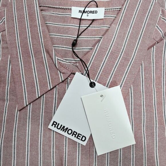 NWT Rumored - S, M  Ex-Boyfriend Button Up I Pink Nantucket Stripe - Picture 8 of 8